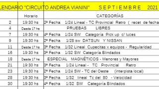 Pilar bsas - calendario slot en septiembre 2021 en el circuito andrea vianini 